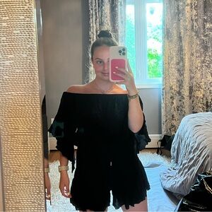 Elan Black off shoulder shorts jumpsuit - Size: S